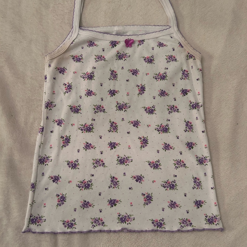 Floral Tank Top with Purple Accents
